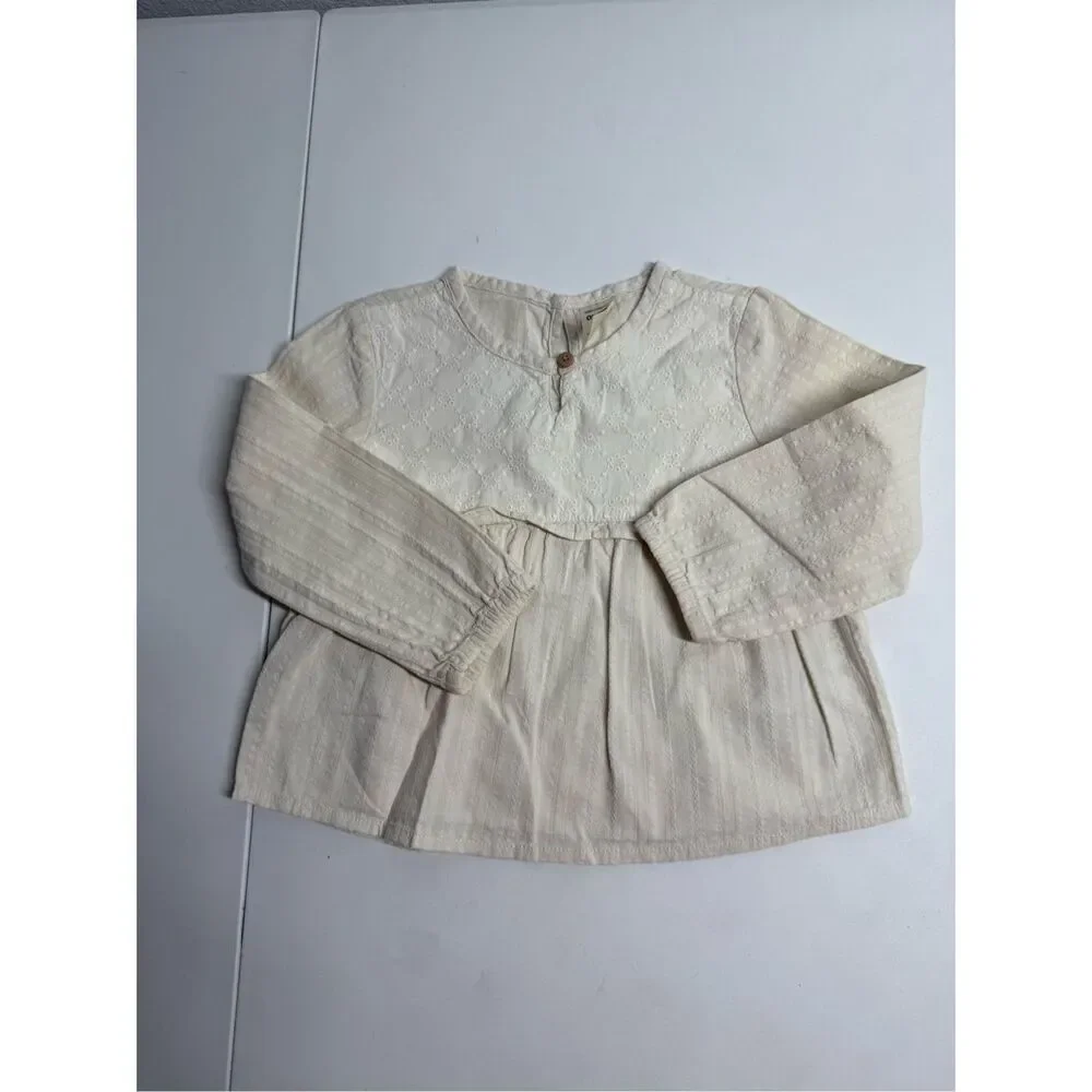 Carter’s Baby Eyelet Seersucker Top Long Sleeve Cotton Cream Size 2T
